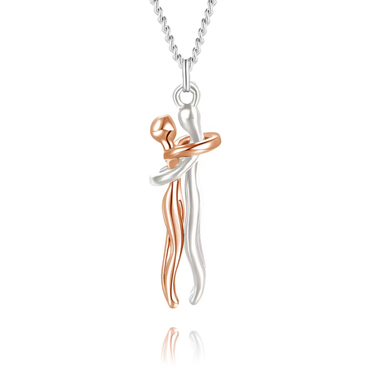 Romantic Couple Hug Necklace, Elegant Hug Lovers Jewelry