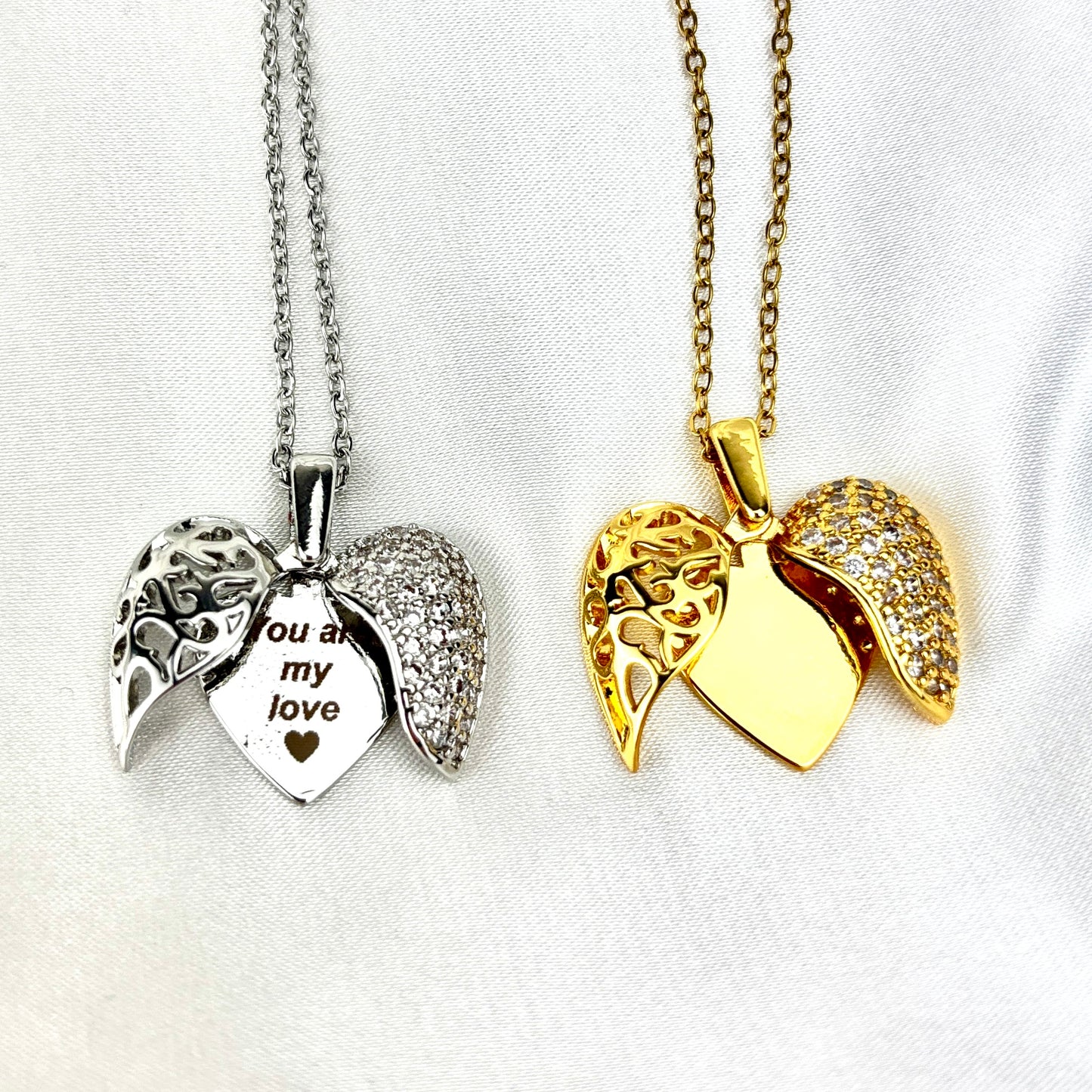 My Love Vintage Heart Necklace with Hidden Message, Custom Engraved