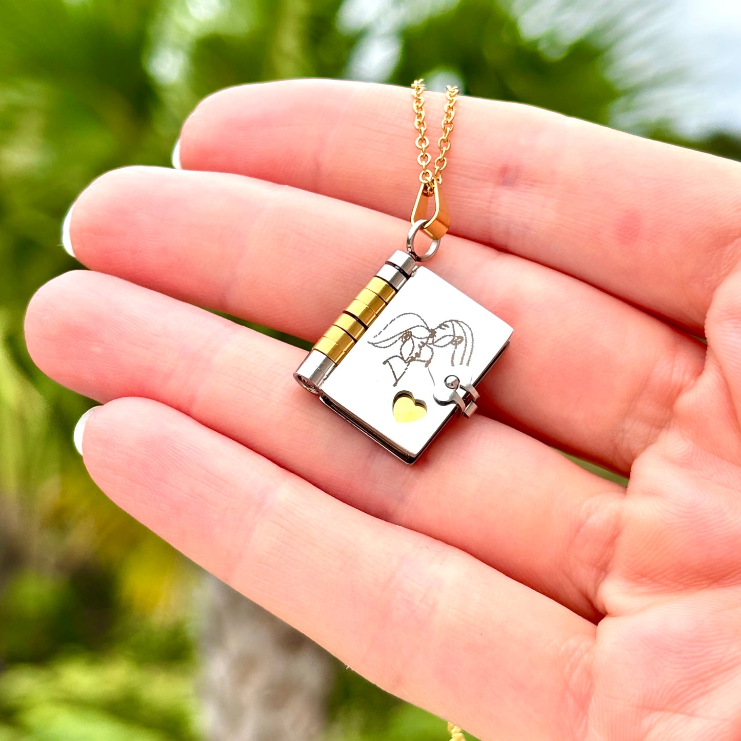 My Brother Book Necklace, Custom Engraved Message