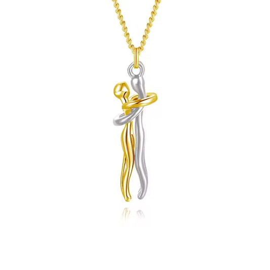 Romantic Couple Hug Necklace, Elegant Hug Lovers Jewelry