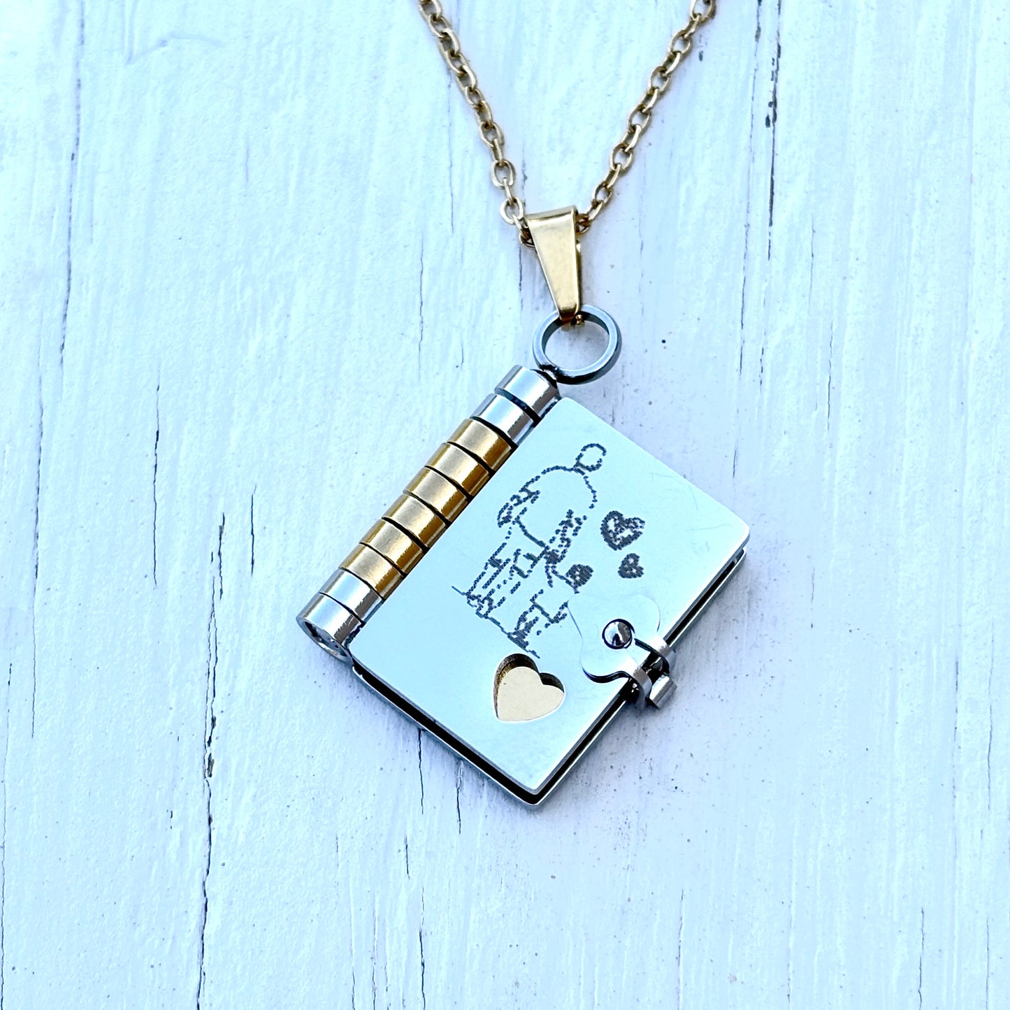 My Son Book Necklace, Custom Engraved Message