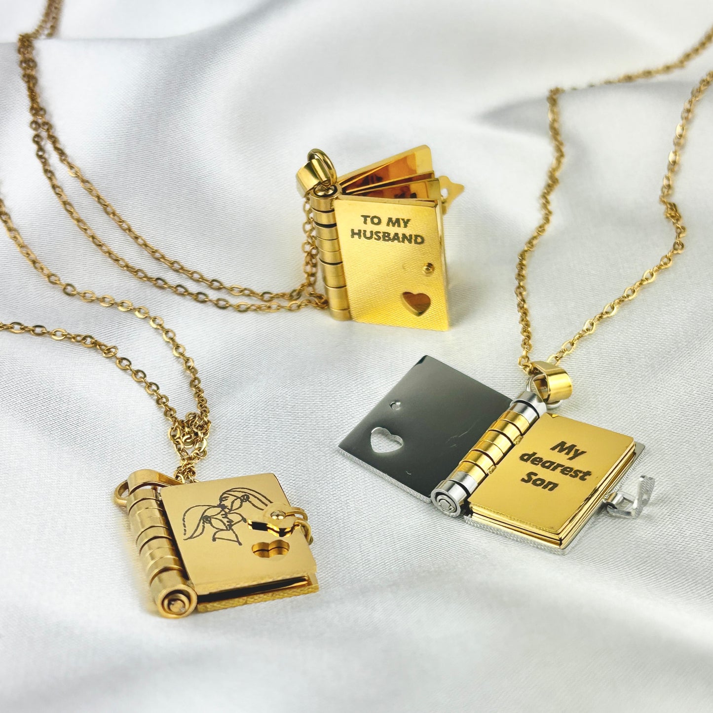 My Daughter Book Necklace, Custom Engraved Message
