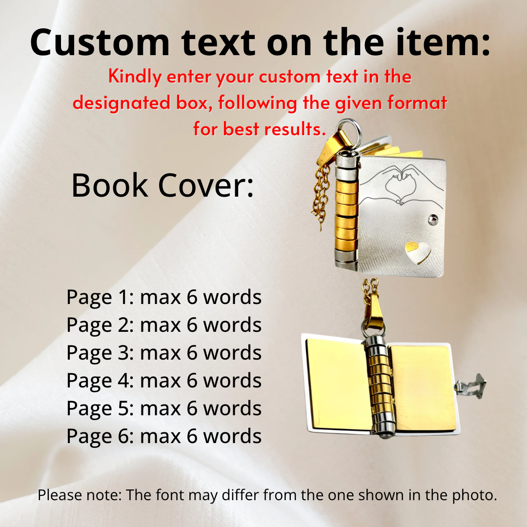 My Boyfriend Book Necklace, Custom Engraved Message