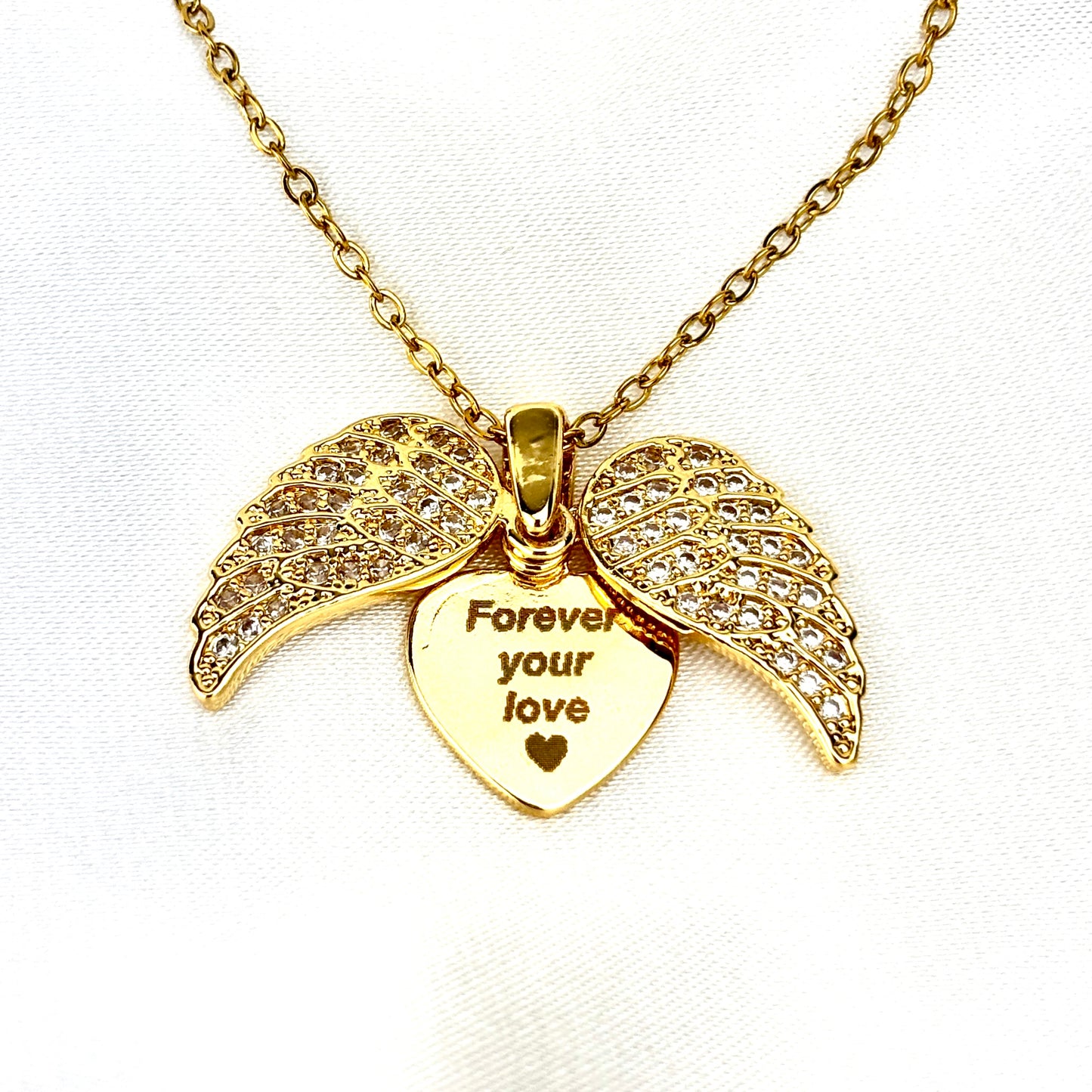 My Love Angel Wings Necklace with Hidden Message, Custom Engraved
