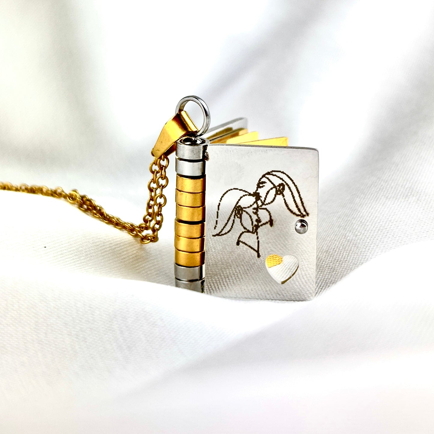 My Sister Book Necklace, Custom Engraved Message