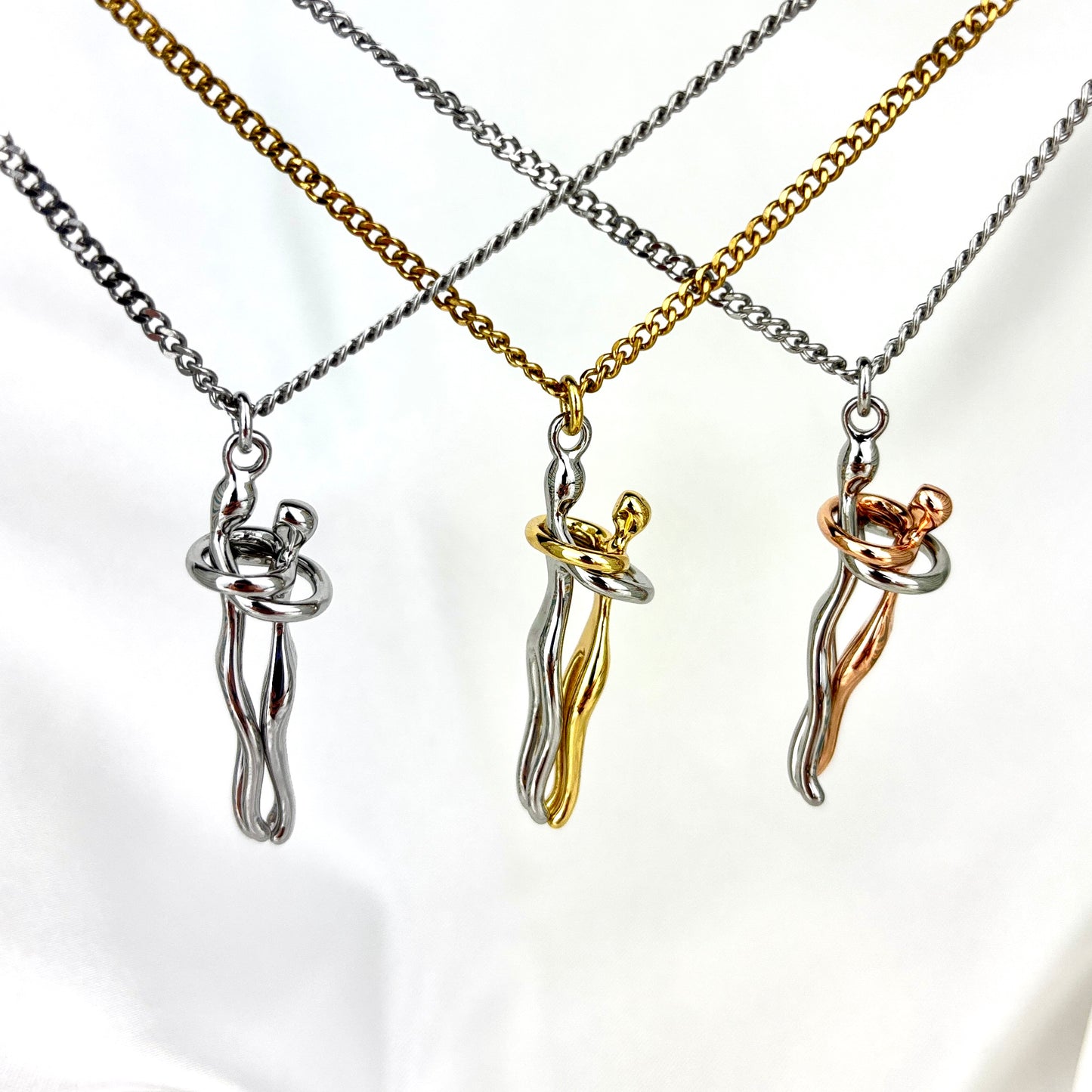 Romantic Couple Hug Necklace, Elegant Hug Lovers Jewelry