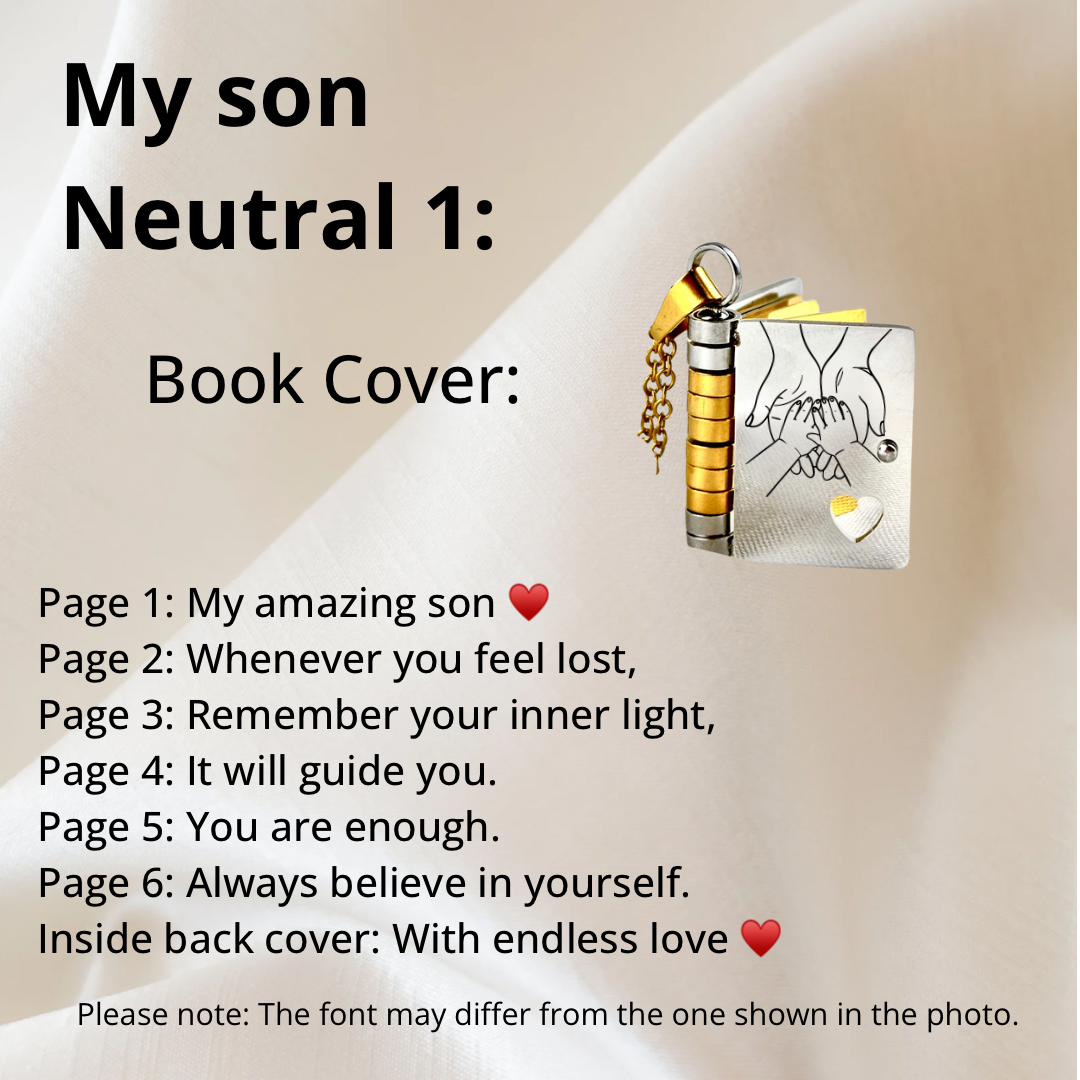 My Son Book Necklace, Custom Engraved Message