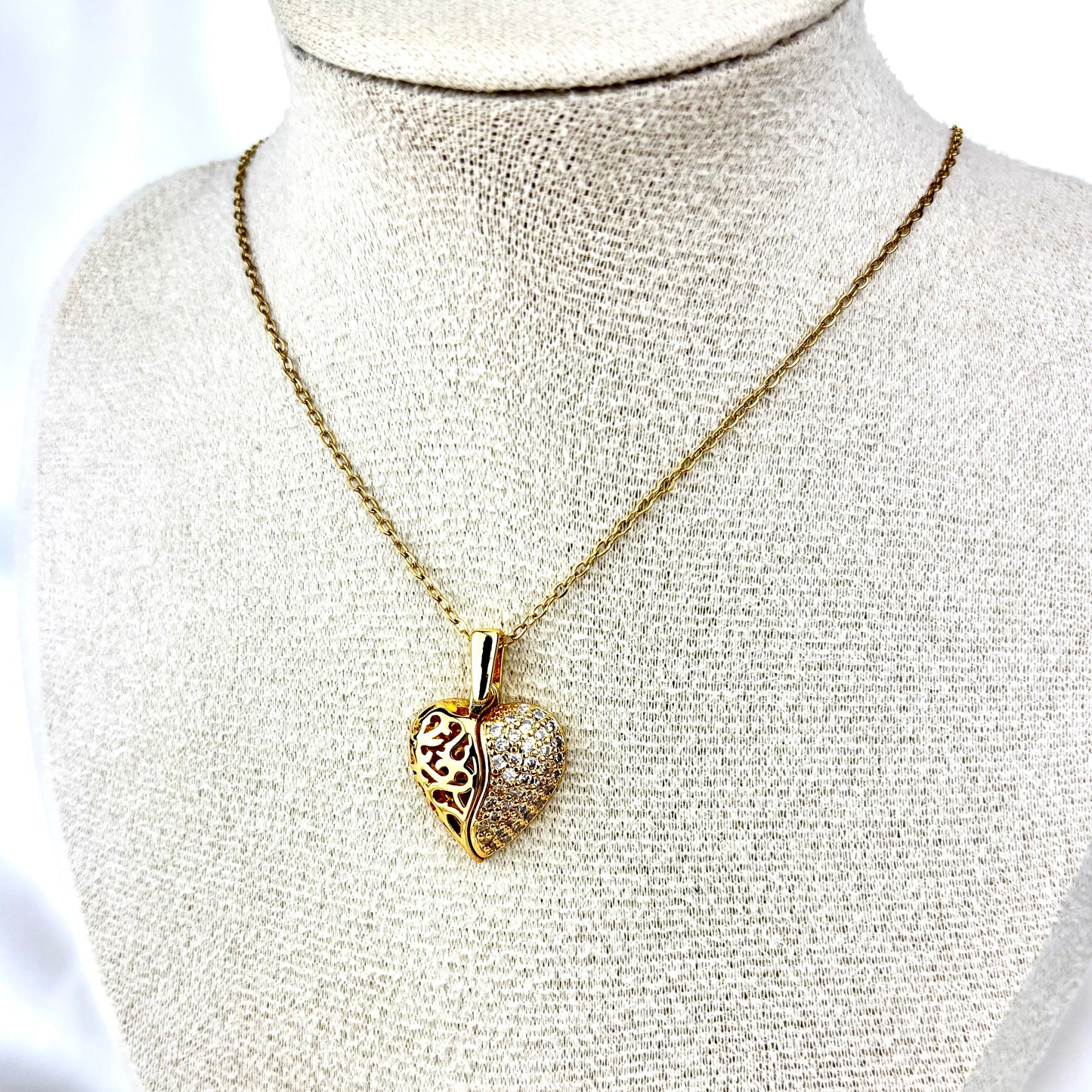 My Love Vintage Heart Necklace with Hidden Message, Custom Engraved