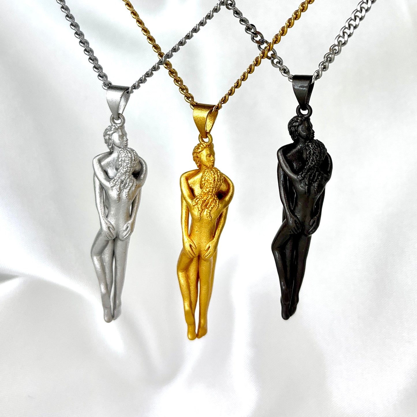 Romantic Vintage Couple Hug Necklace, Elegant Hug Lovers Jewelry