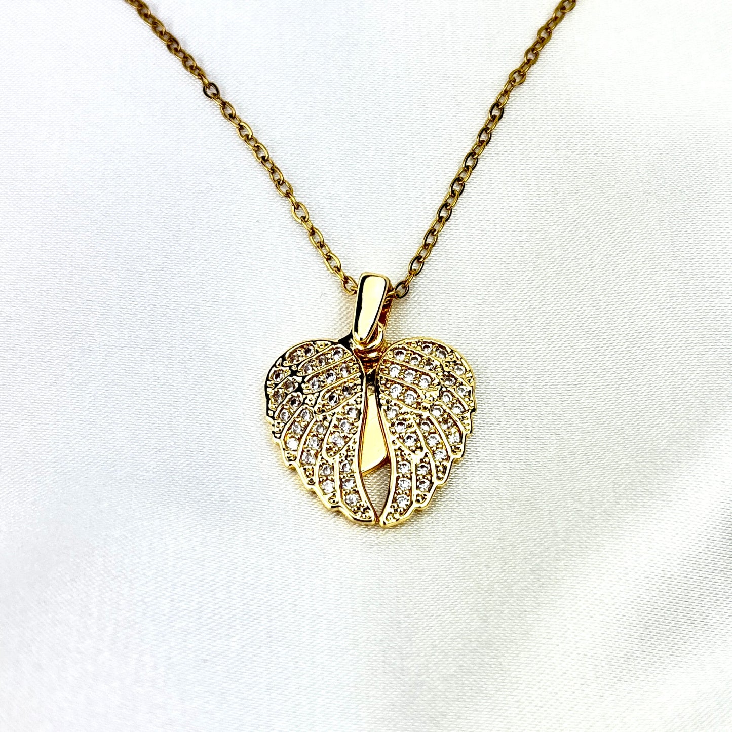 My Love Angel Wings Necklace with Hidden Message, Custom Engraved