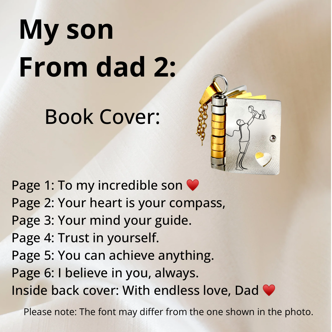 My Son Book Necklace, Custom Engraved Message