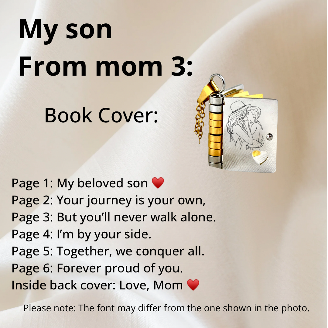 My Son Book Necklace, Custom Engraved Message