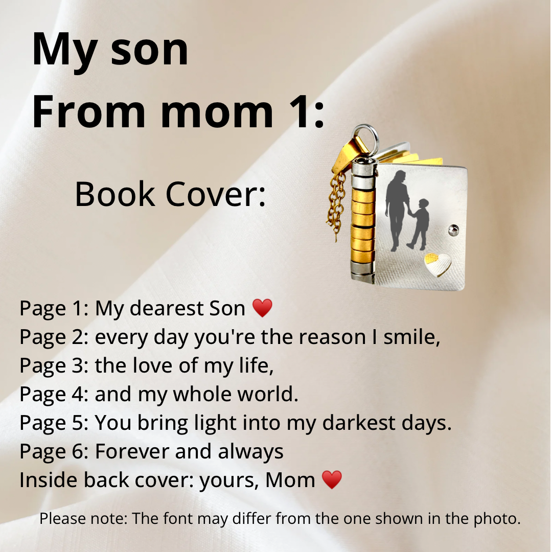My Son Book Necklace, Custom Engraved Message