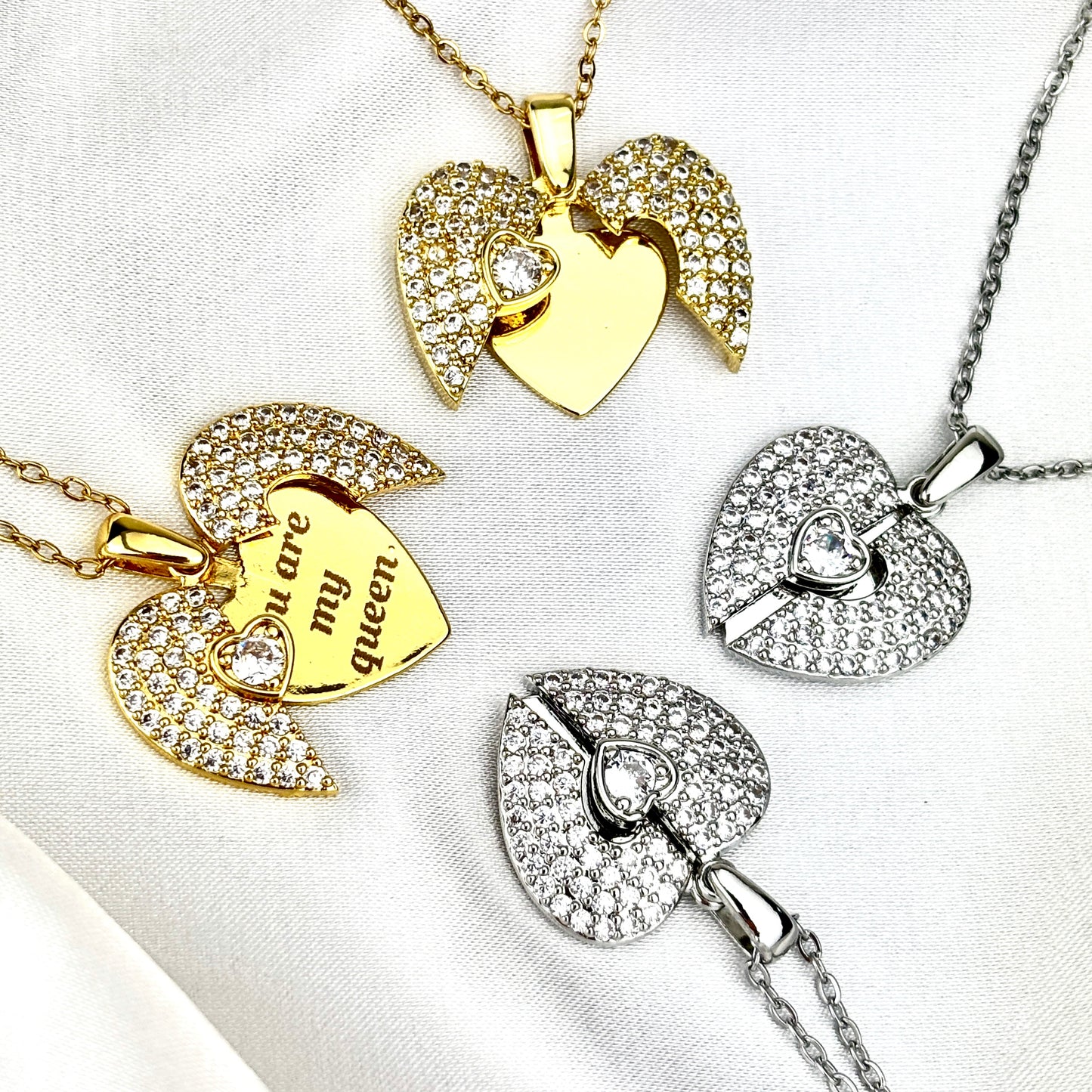 My Wife Heart Necklace with Hidden Message, Custom Engraved