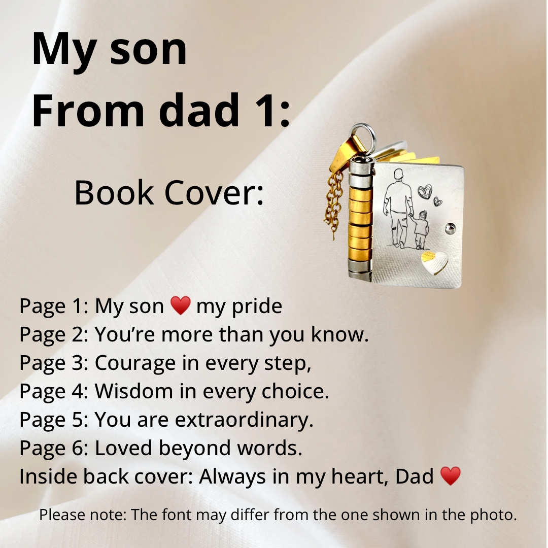 My Son Book Necklace, Custom Engraved Message
