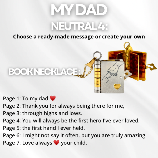 My Dad Book Necklace, Custom Engraved Message
