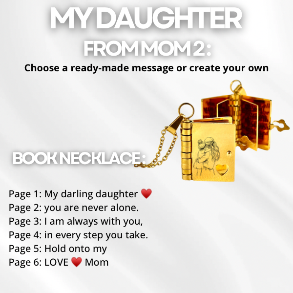 My Daughter Book Necklace, Custom Engraved Message