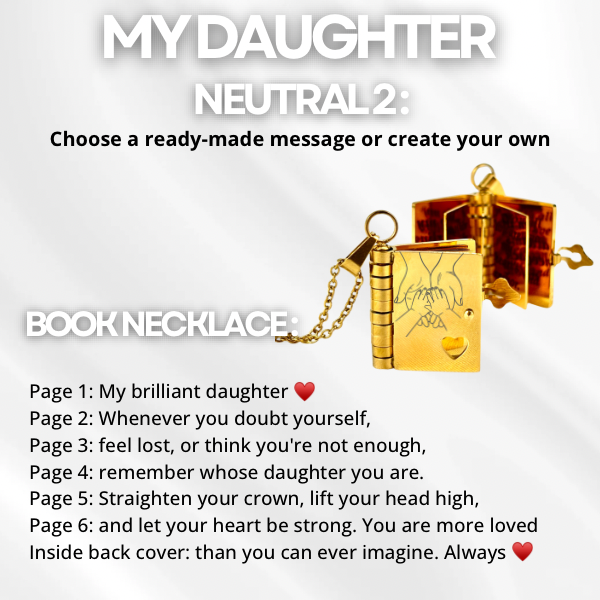 My Daughter Book Necklace, Custom Engraved Message
