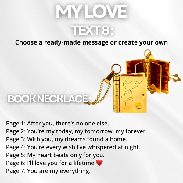My Love Book Necklace, Custom Engraved Message
