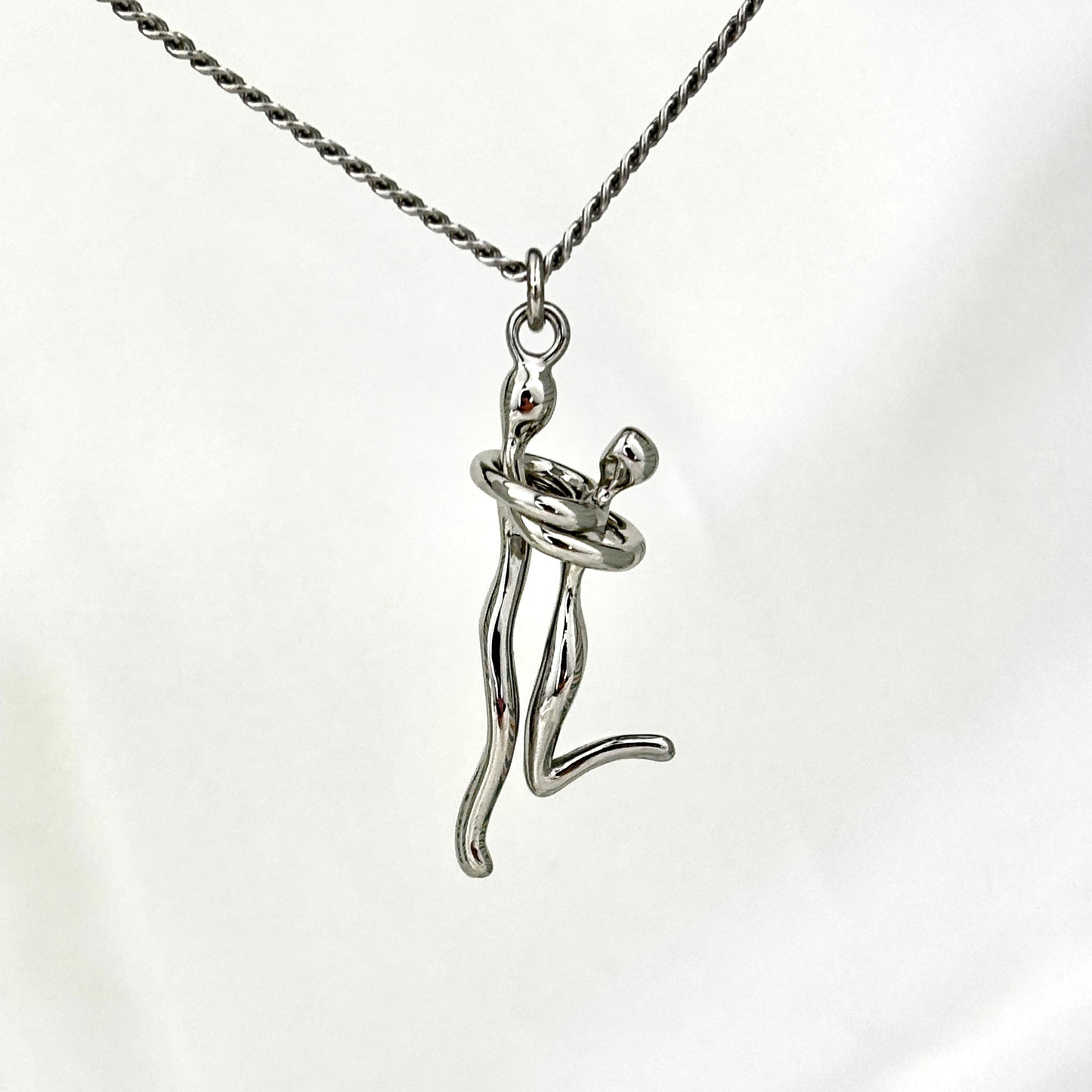 Romantic Couple Embrace Necklace, Elegant Hug Lovers Jewelry