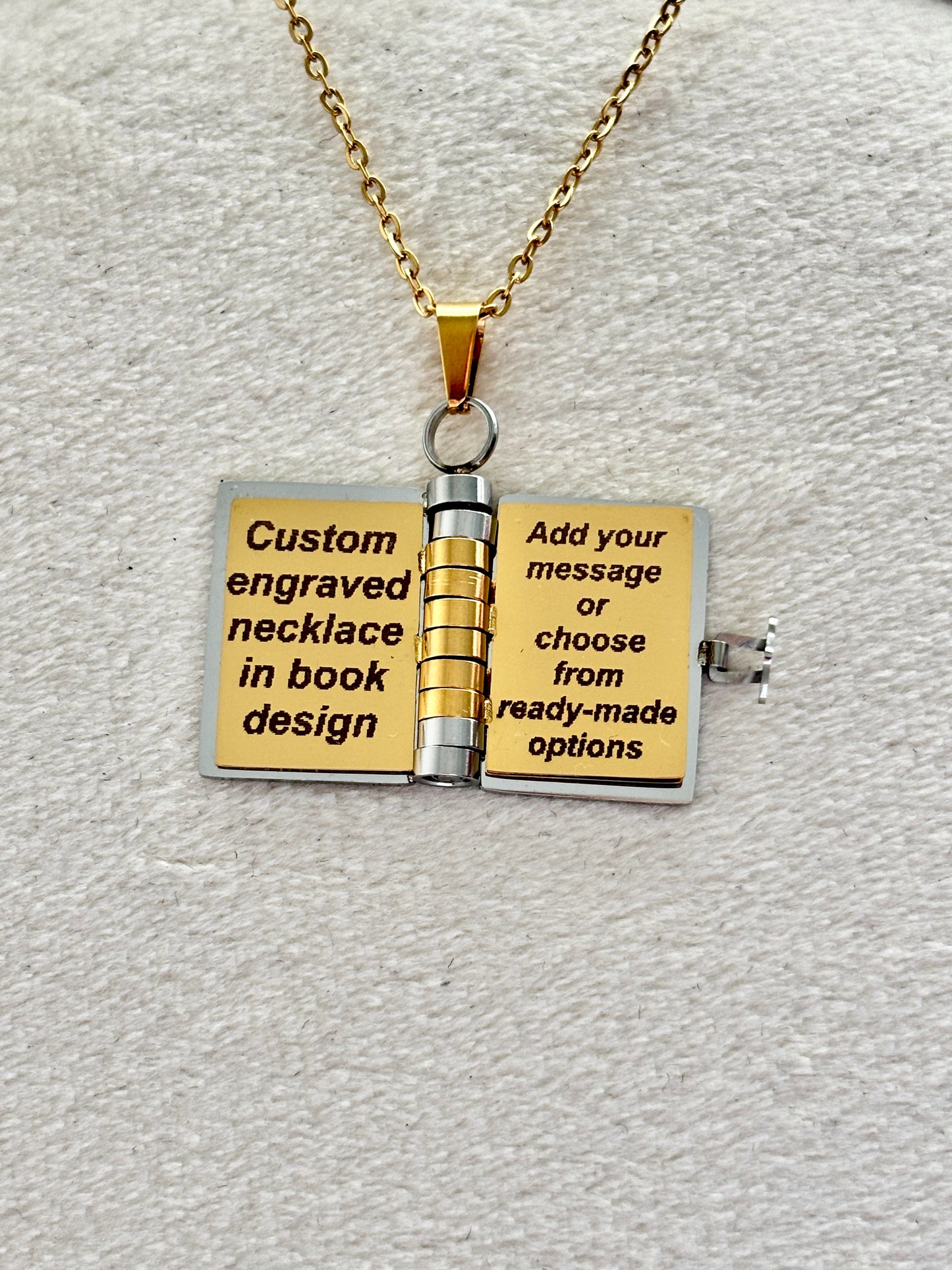 My Sister Book Necklace, Custom Engraved Message