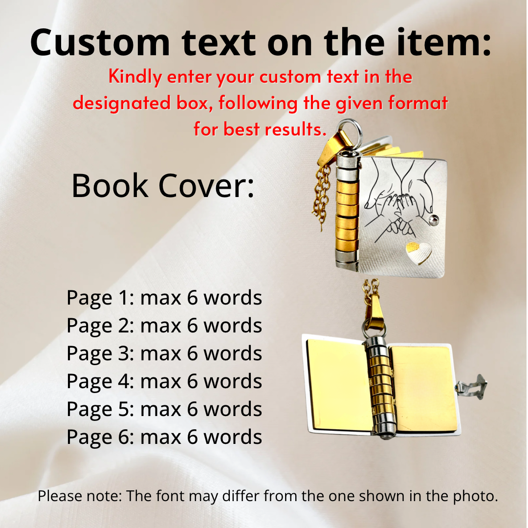 My Son Book Necklace, Custom Engraved Message