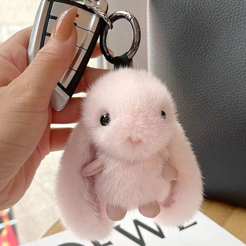 Fluffy Bunny Keychain | Plush Rabbit Bag Charm with Long Ears | Cute Pom Pom Key Ring for Women, Kids & Gifts