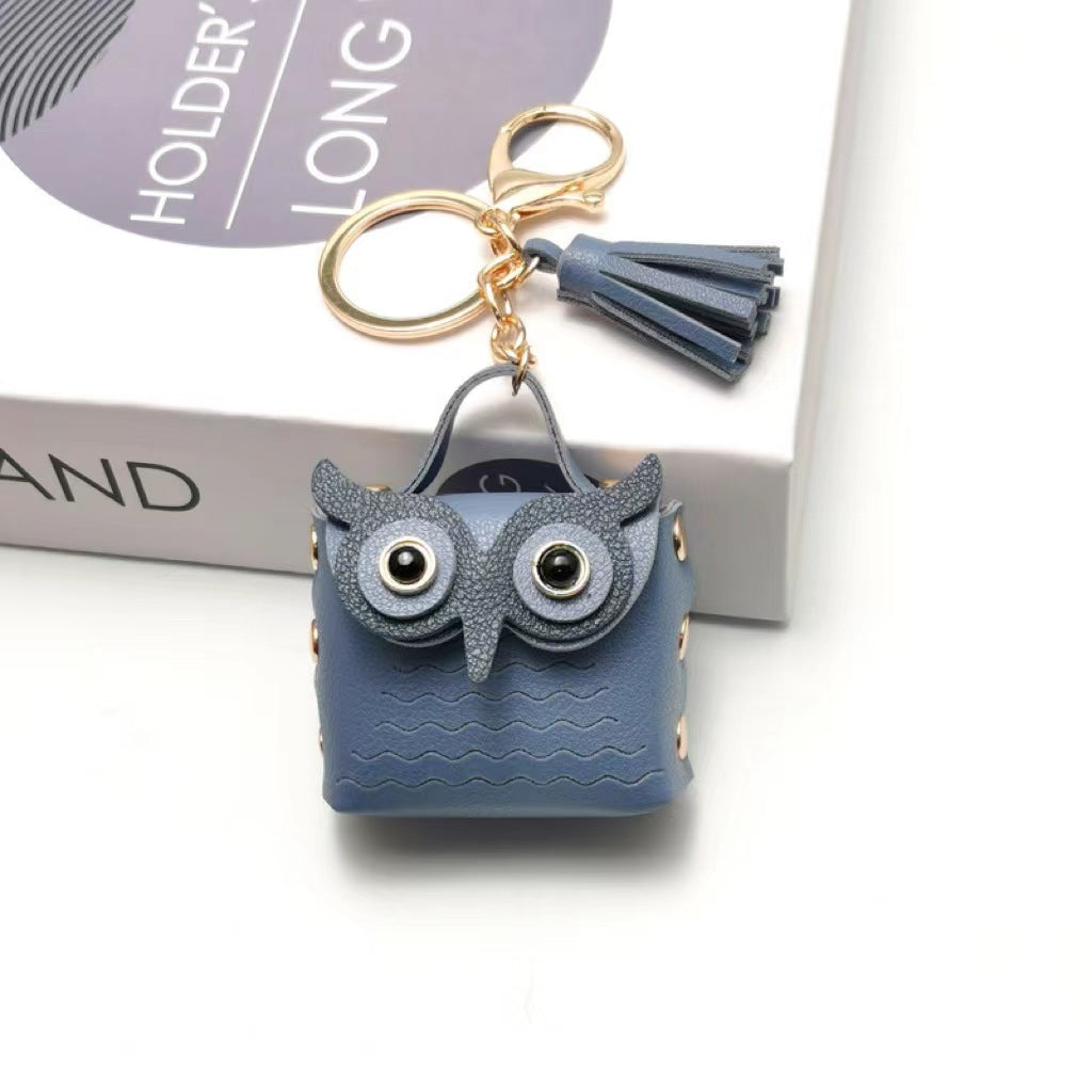 Owl Mini Bag Keychain | Cute PU Leather Coin Purse & Purse Charm | Small Earbud Case & Gift Accessory