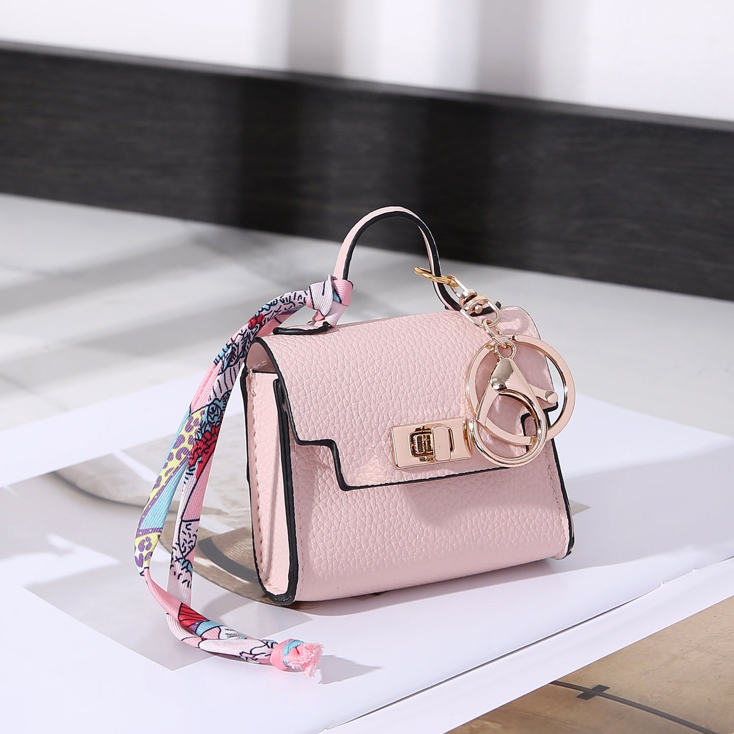 Luxe Tote Bag Keychain | PU Leather Top Handle Purse Charm with Rope Tassel | Small Coin Wallet for Women