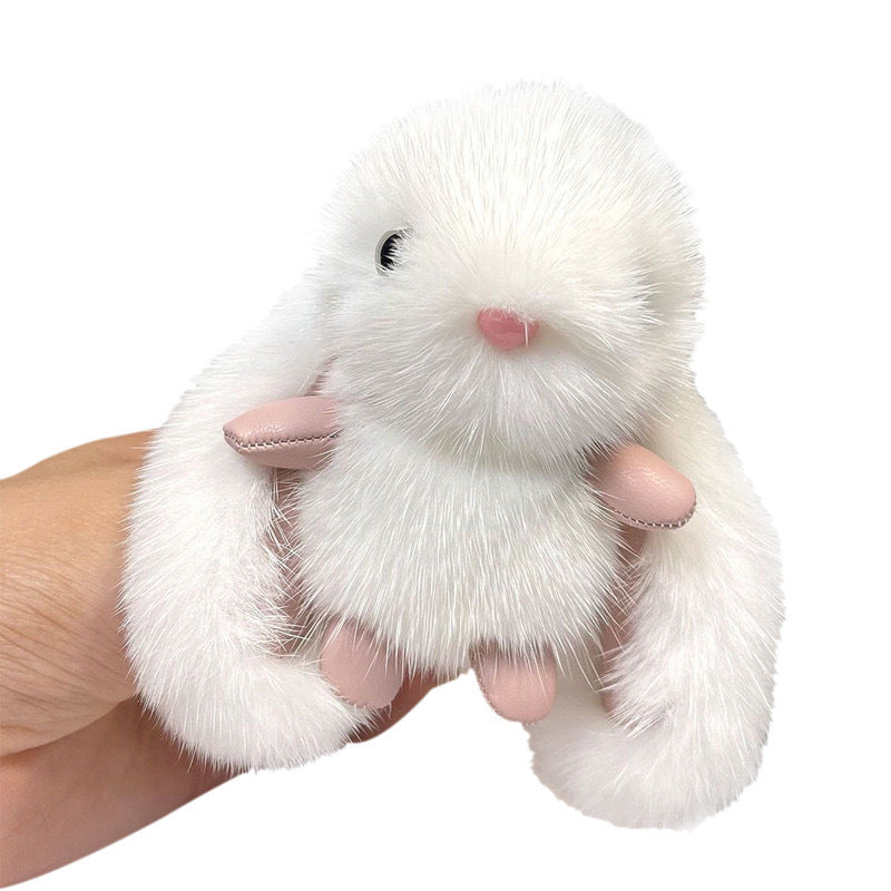 Fluffy Bunny Keychain | Plush Rabbit Bag Charm with Long Ears | Cute Pom Pom Key Ring for Women, Kids & Gifts