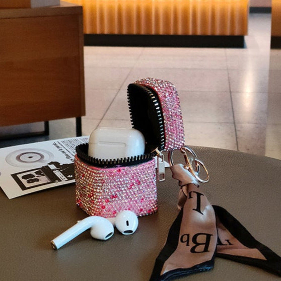Diamond Sparkle Mini Bag Keychain | Rhinestone Coin Purse & Earbud Case | Luxury Glitter Handbag Charm for Women & Girls