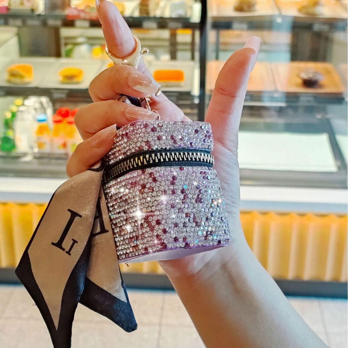 Diamond Sparkle Mini Bag Keychain | Rhinestone Coin Purse & Earbud Case | Luxury Glitter Handbag Charm for Women & Girls