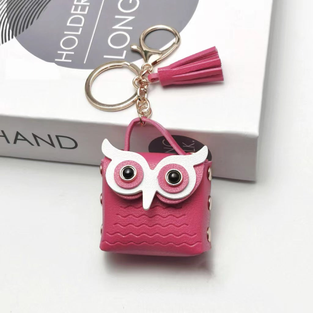 Owl Mini Bag Keychain | Cute PU Leather Coin Purse & Purse Charm | Small Earbud Case & Gift Accessory