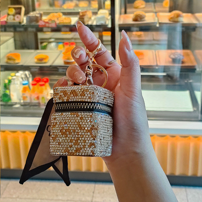 Diamond Sparkle Mini Bag Keychain | Rhinestone Coin Purse & Earbud Case | Luxury Glitter Handbag Charm for Women & Girls
