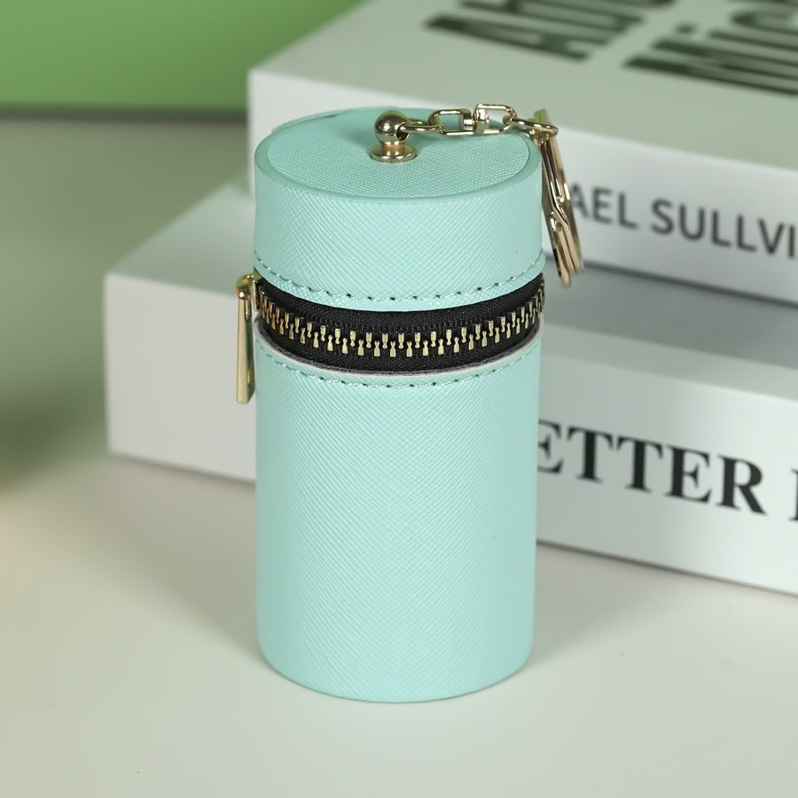 Lipstick Tube Mini Bag Keychain | PU Leather Cylinder Coin Purse | Cute Makeup Holder & Bag Charm