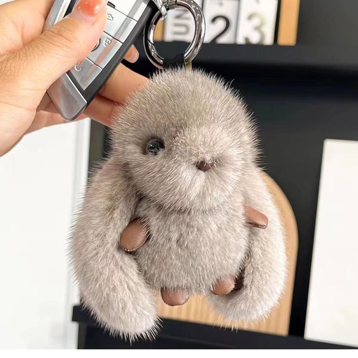 Fluffy Bunny Keychain | Plush Rabbit Bag Charm with Long Ears | Cute Pom Pom Key Ring for Women, Kids & Gifts