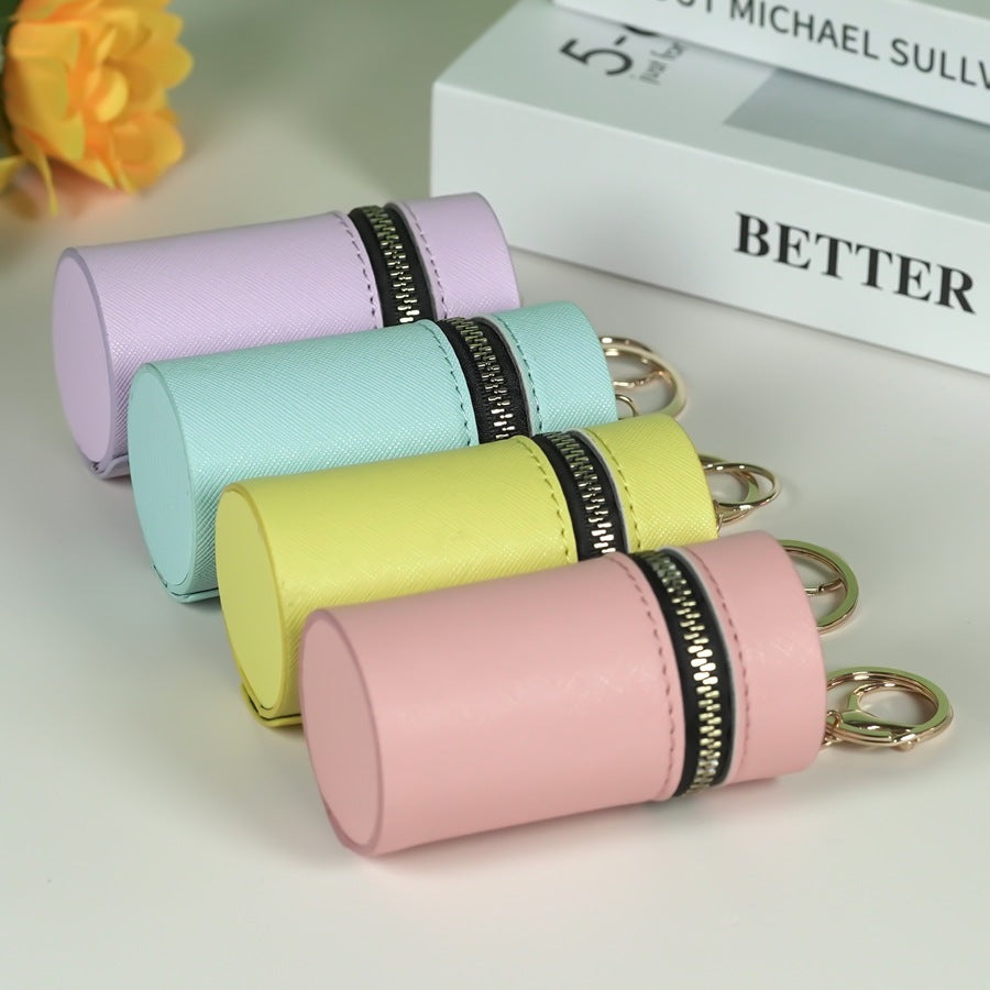 Lipstick Tube Mini Bag Keychain | PU Leather Cylinder Coin Purse | Cute Makeup Holder & Bag Charm