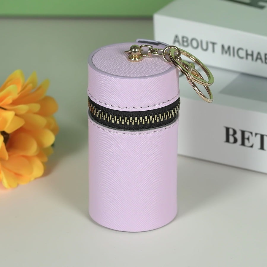 Lipstick Tube Mini Bag Keychain | PU Leather Cylinder Coin Purse | Cute Makeup Holder & Bag Charm