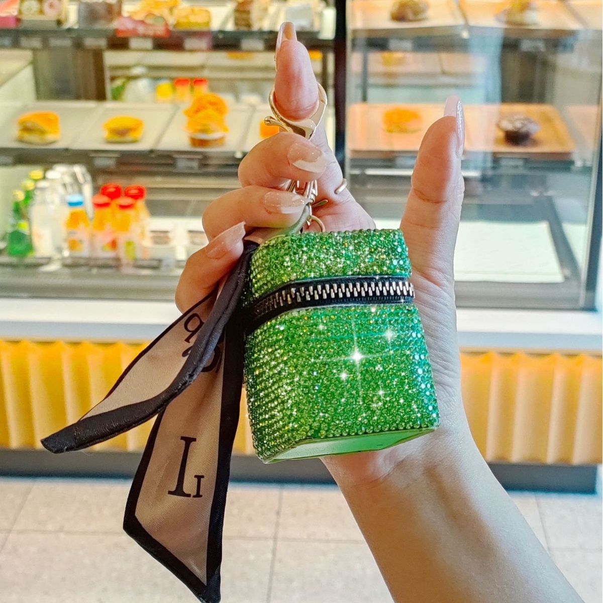 Diamond Sparkle Mini Bag Keychain | Rhinestone Coin Purse & Earbud Case | Luxury Glitter Handbag Charm for Women & Girls
