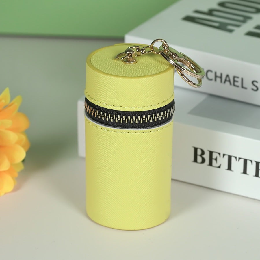 Lipstick Tube Mini Bag Keychain | PU Leather Cylinder Coin Purse | Cute Makeup Holder & Bag Charm