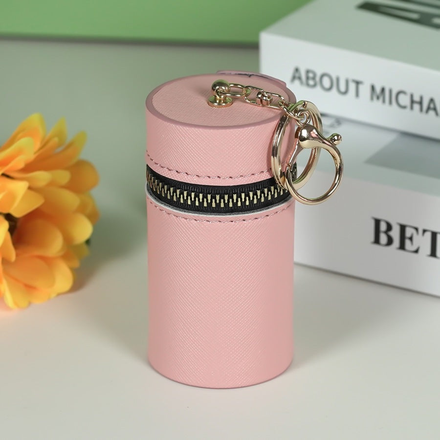 Lipstick Tube Mini Bag Keychain | PU Leather Cylinder Coin Purse | Cute Makeup Holder & Bag Charm