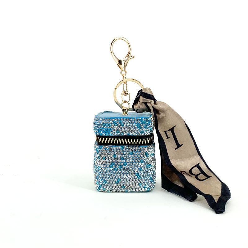 Diamond Sparkle Mini Bag Keychain | Rhinestone Coin Purse & Earbud Case | Luxury Glitter Handbag Charm for Women & Girls