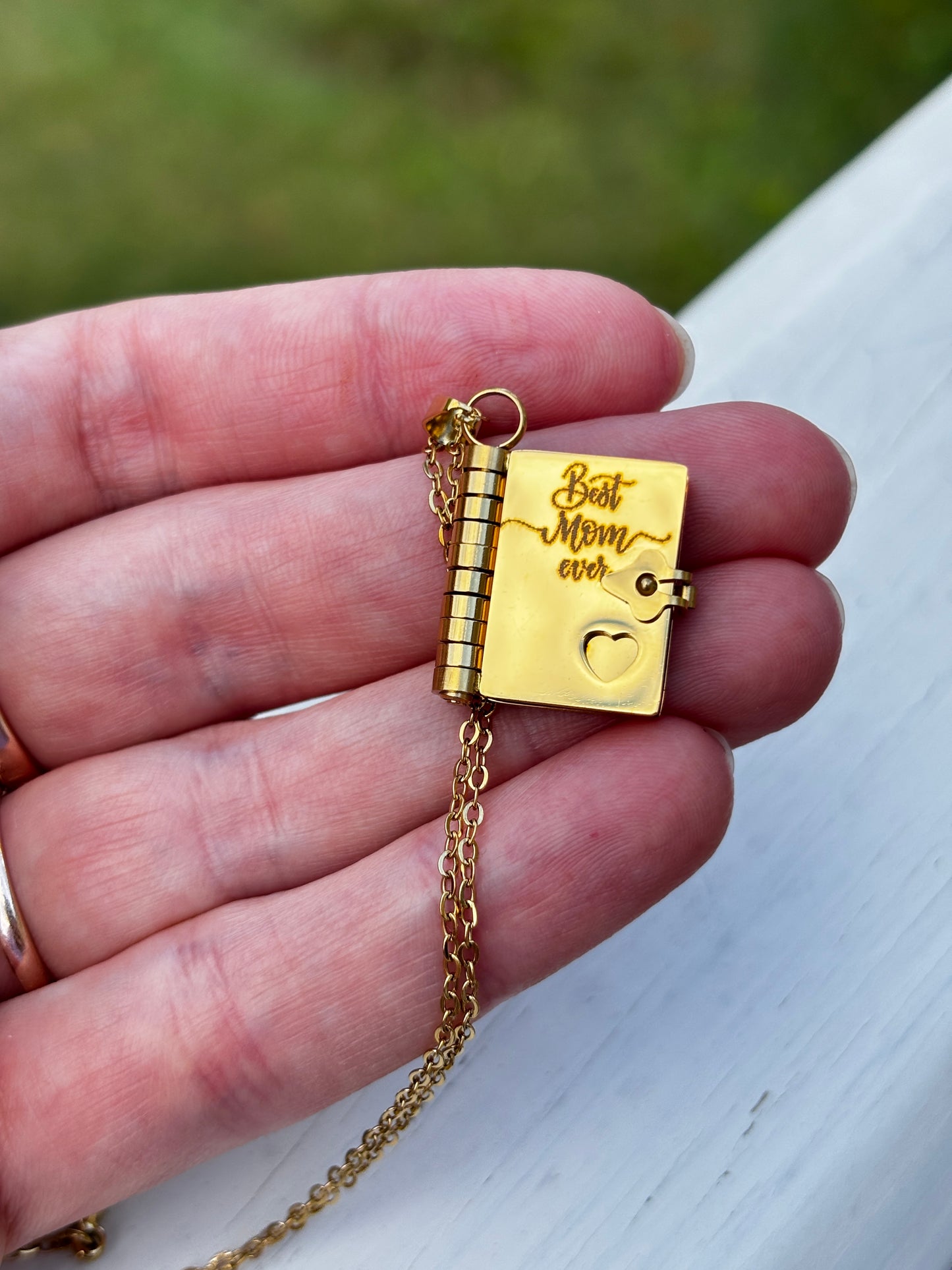 My Mom Book Necklace, Custom Engraved Message