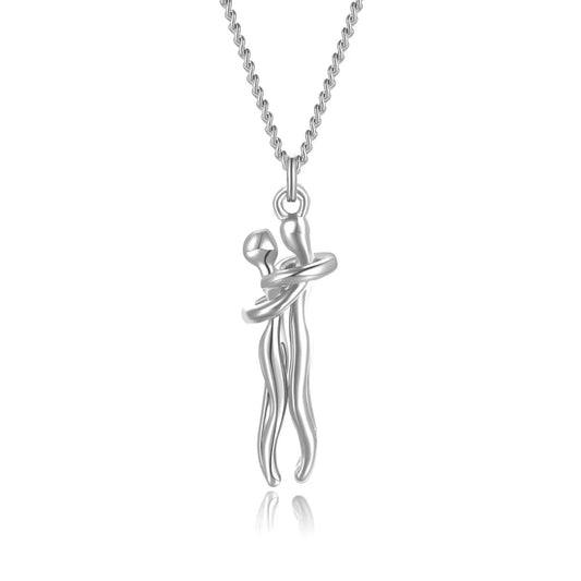 Romantic Couple Hug Necklace, Elegant Hug Lovers Jewelry