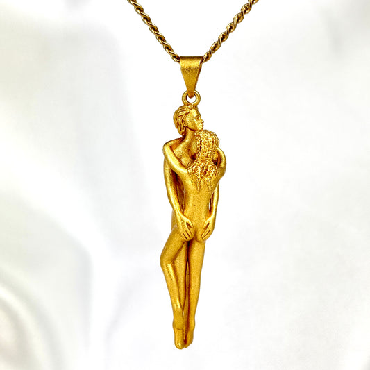 Romantic Vintage Couple Hug Necklace, Elegant Hug Lovers Jewelry