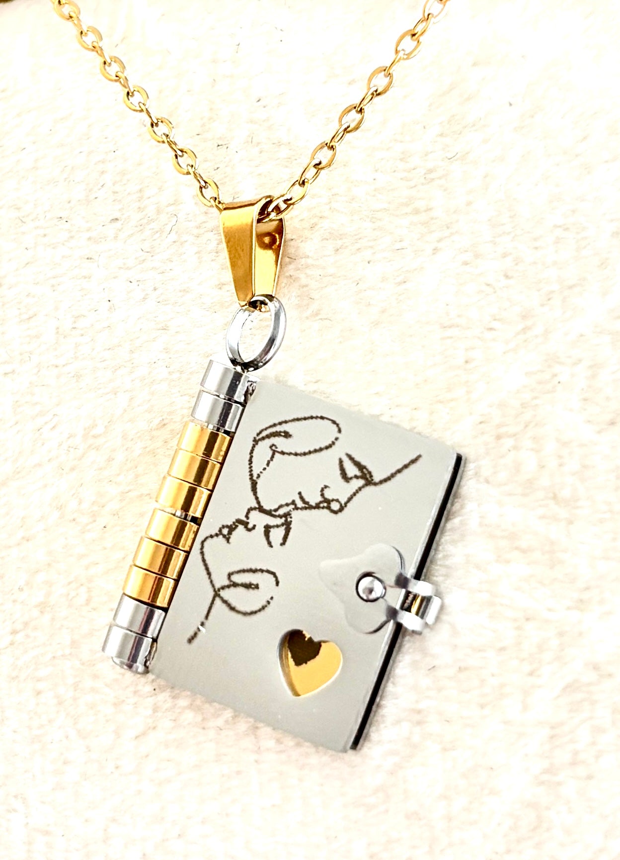 My Wife Book Necklace, Custom Engraved Message