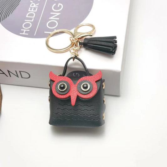 Owl Mini Bag Keychain | Cute PU Leather Coin Purse & Purse Charm | Small Earbud Case & Gift Accessory
