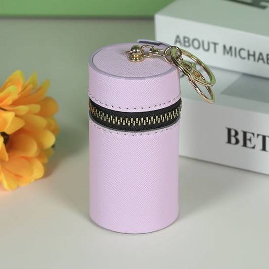 Lipstick Tube Mini Bag Keychain | PU Leather Cylinder Coin Purse | Cute Makeup Holder & Bag Charm